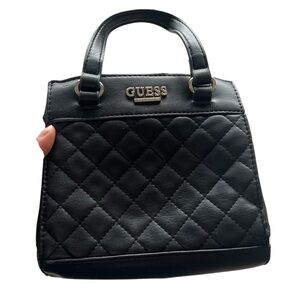 Guess Black Quilted Satchel with Double Handles
